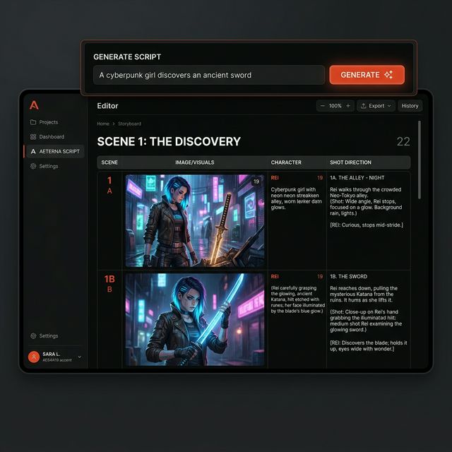 AI Storyboard Generation Interface